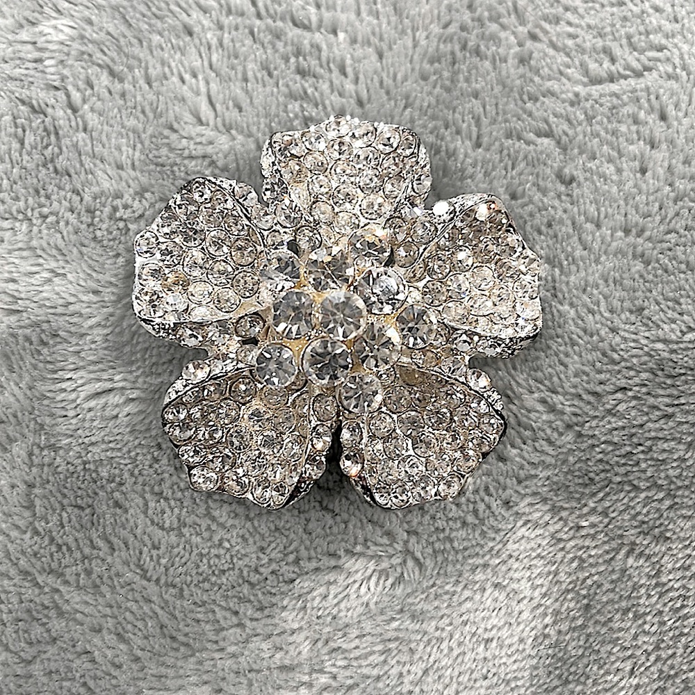 Faux Diamond Flower Brooch